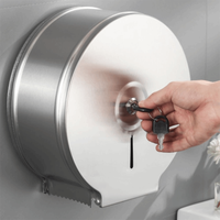 Stainless Steel Toilet Paper Roll Box Wall Mount Serrated Paper Outlet Toilet Paper Holder with Key Waterproof
