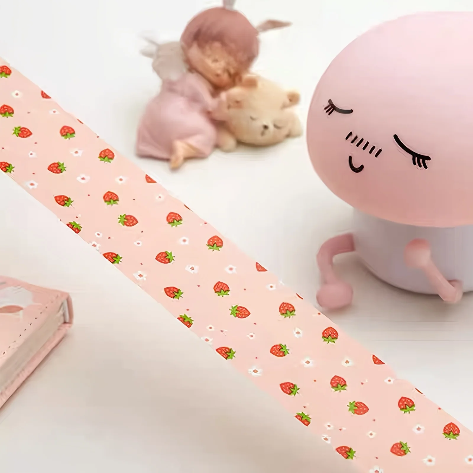 1 Rolle rosa Erdbeer-Blumen-Verpackungsband, transparentes Versandband für Boxen, Umzug, Versand, Geschenkverpackung, Kunst und Handwerk