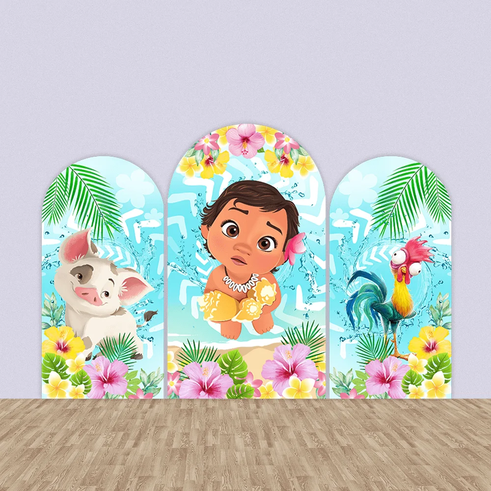 Princess Baby Moana Chiara Arched Wall Backdrop Summer Beach Hawaii Aloha Arch Cover Background Photography Baby Shower Banner