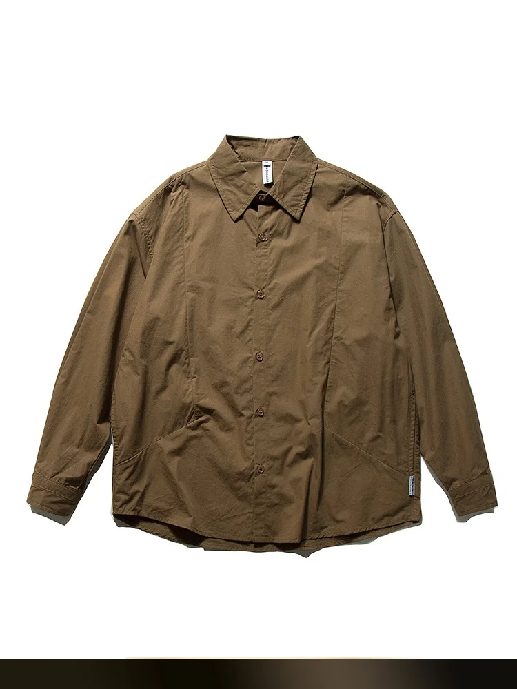 

Мужская рубашка Nted в стиле ретро, однотонная, с длинным рукавом, новая весенняя коллекция, свободный крой, хлопковая, в стиле рабочей одежды, с воротником, молодежный тренд, свободный крой