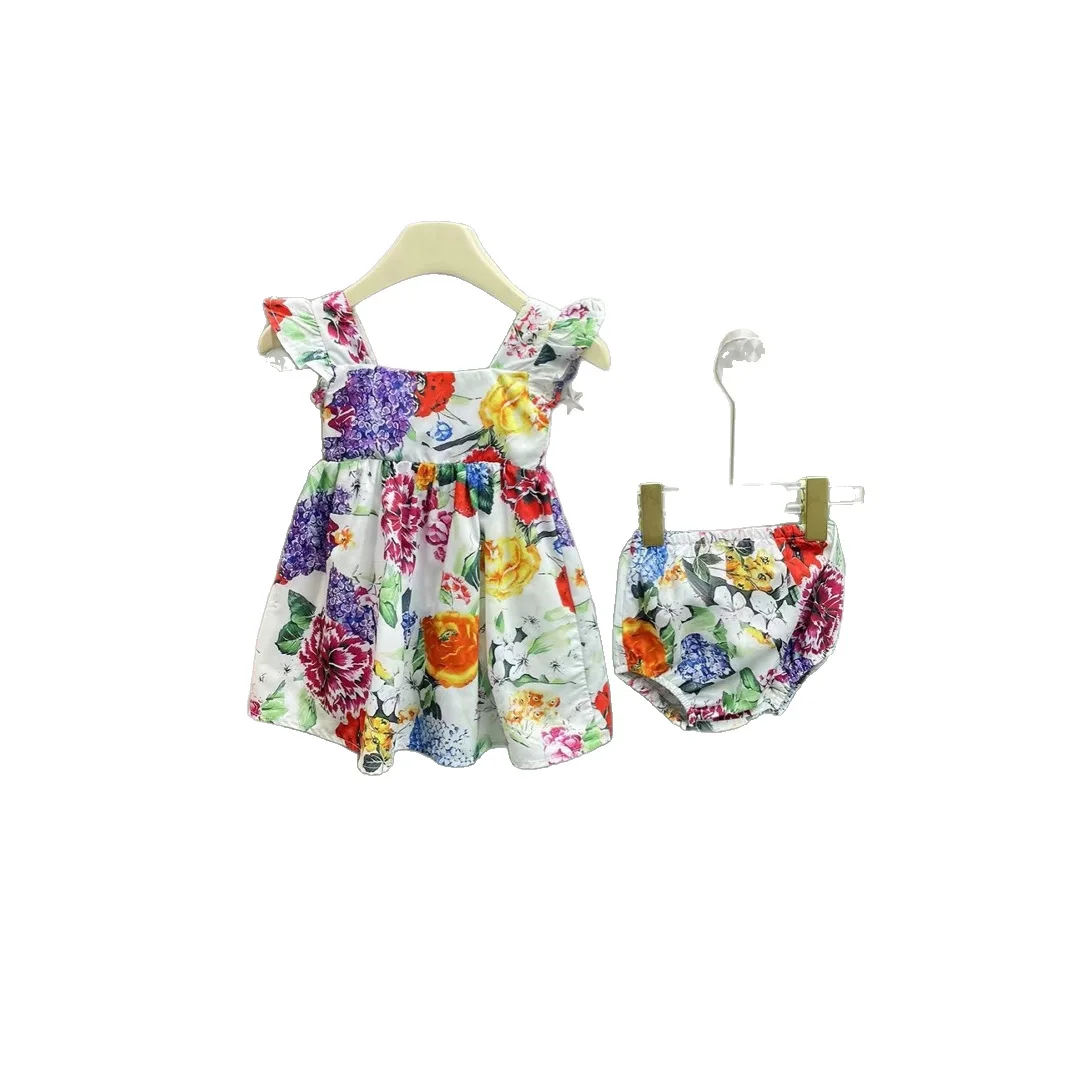 2025 Latest Style Baby Dress Girl Flower Dress Round Neck Cotton Dress for 6-36M Multi Color Floral Dress
