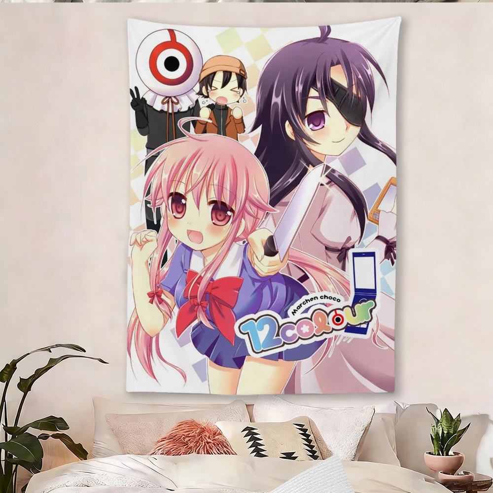 Mirai Nikki Future Diary  Yukiteru Anime Tapestry Characters Print Wall Hanging Background Cloth Bedroom Dorm Deco