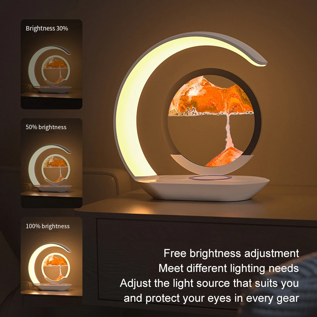 חדש יצירתי led אמנות quicked חול מנורת שעון זכוכית שליטה מרחוק 360 ° rotatable עבור שולחן שינה הבית קישוט שולחן