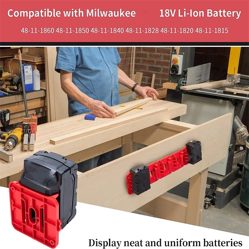 1/2/3PCS Battery Holder for Milwaukee 18V Battery Mounts Dock Holder Fit For 48-11-1815 48-11-1828 48-11-1850 48-11-1860