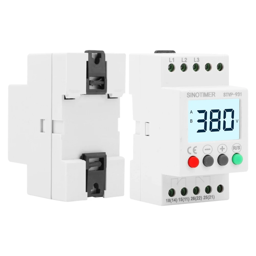 

380V 3 Phase LED Overvoltage Undervoltage Phase Protector STVP-931 Under-voltage Protector 380VAC For Mounting 35mm DIN Rail