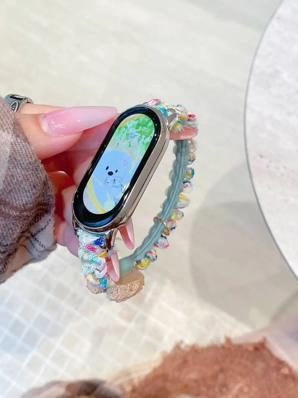 حبل مرن ممتاز على شكل جرو كرتوني لحزام Xiaomi Band 9/8/NFC Xiaomi 8 9 10