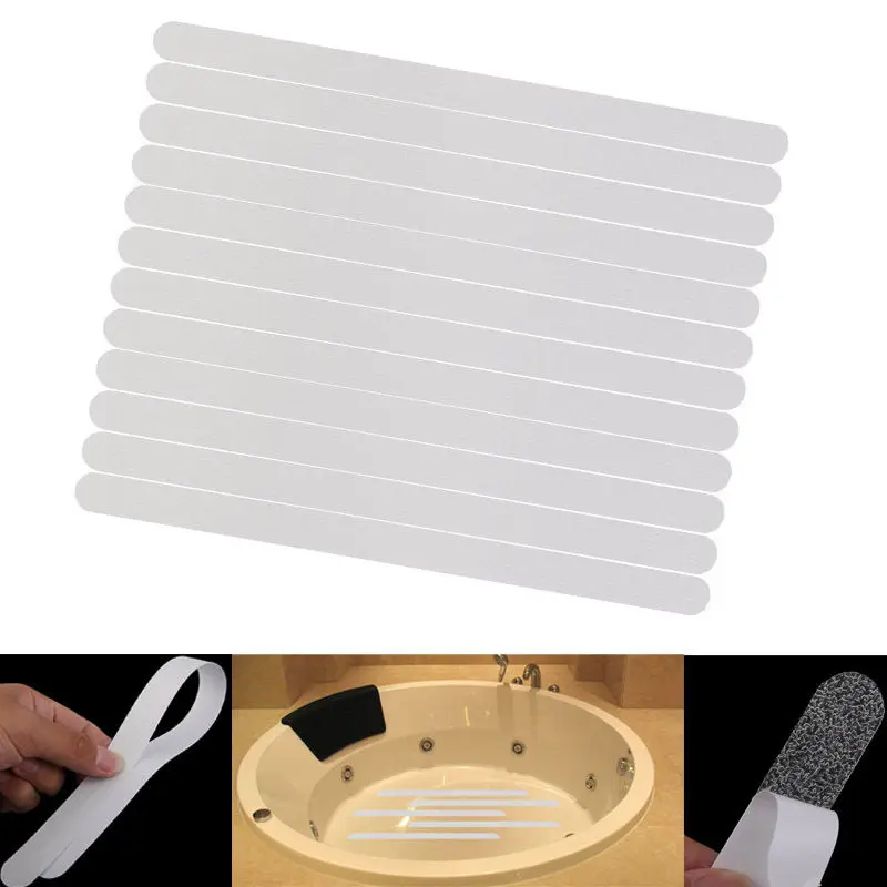 

12pcs Anti Slip Bath Grip Stickers Non Slip Shower Strips Flooring Safety Tape Bathtub Mat Pad For Bathroom Shower Floor Tape