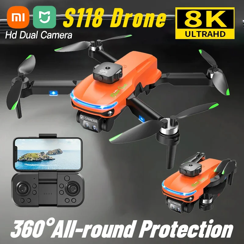 

For Xiaomi S118 WIFI FPV Drone 4k Professinal Dual Camera 8K Obstacle Avoidance Optical Flow Brushless Foldable Quadcopter Toys