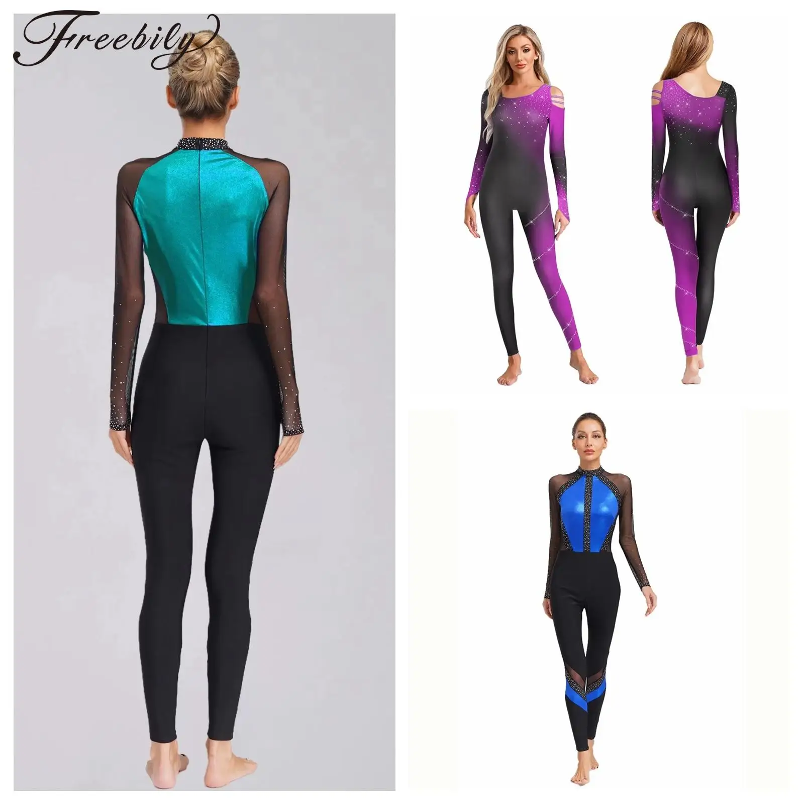 Ballet Leotards Jumpsuit for Women Gradient Color Rhythmic Gymnastics Figure Skating BodysuitDance Performance Costume Mujer