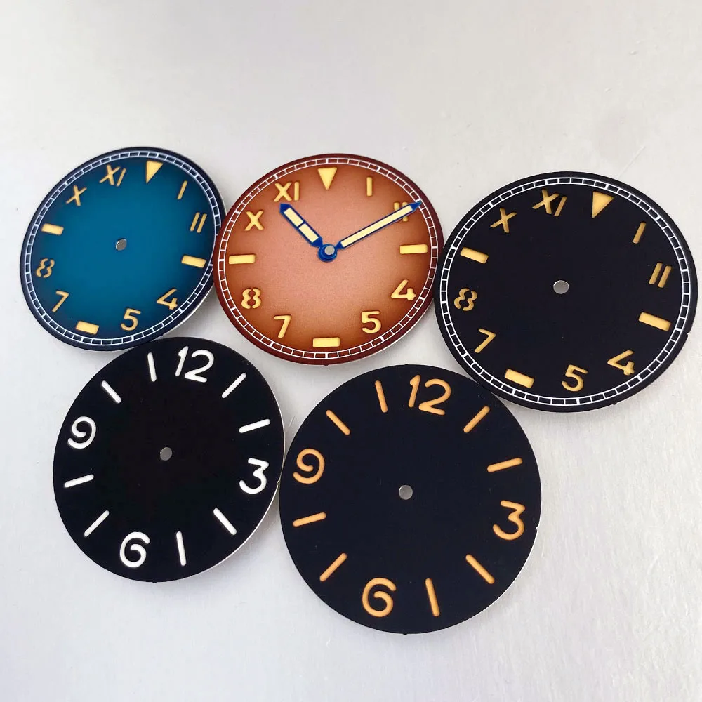 35mm*0.7mm California Black Blue Coffee Watch Dial Hand Roman Numeral fit NH35 Miyota 8215 PT5000 ETA 2824 Diving Men Watch
