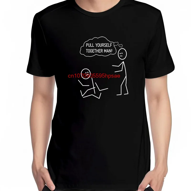 Funny Stick Figure Joke Pull Yourself Together Man Funny Graphic T Shirts Fashion Tees Tops Summer Cotton Short Sleeve T-Shirts