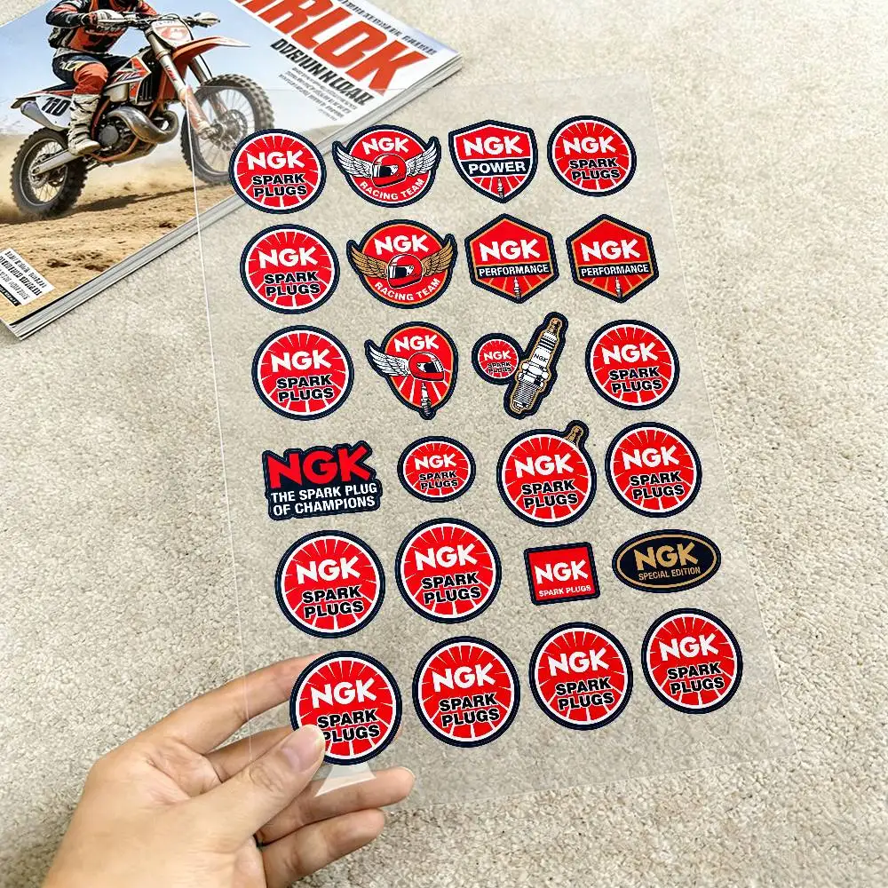 For NGK Motorcycle Reflective Stickers Waterproof Decals for Helmet Scooter Fuel Tank Toolbox Racing