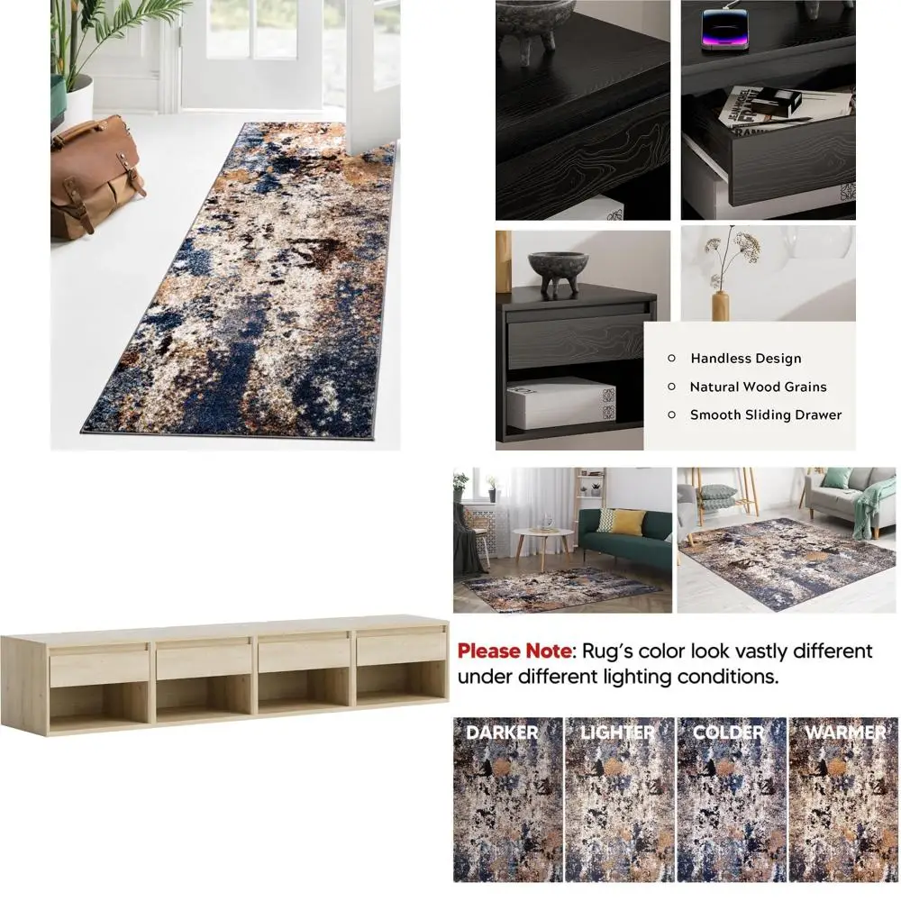 

Abstract Area Runner Rugs 2x10, Non-Shedding for Kitchen, Living Room, Bedroom, Dining Room, Entryway