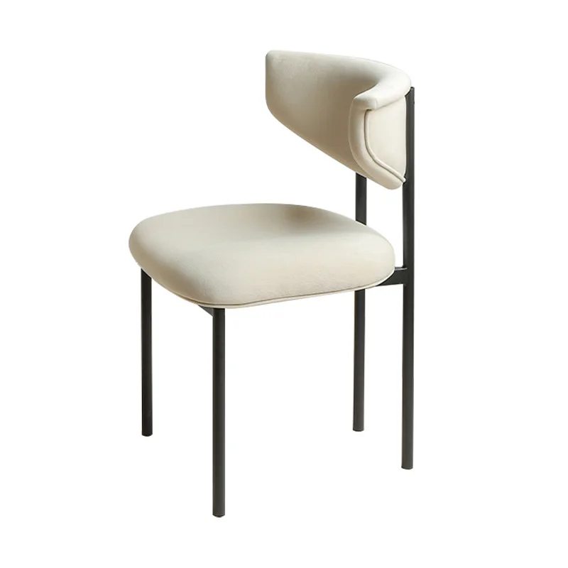 

French cream dining chair Internet celebrity designer modern simple restaurant Italian home metal