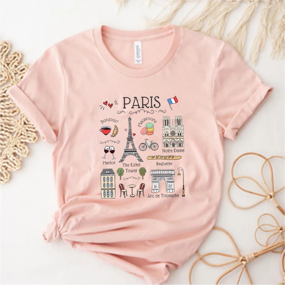 

Harajuku Paris T-Shirt Fashion Women's Tops Tshirt Y2k Aesthetic Clothes City Shirt Casual Streetwear Short Sleeve Female Tops