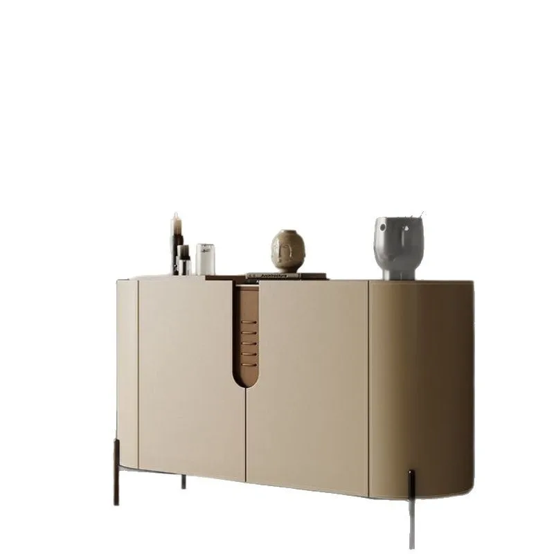 

Entrance cabinet Italian minimalist slate dining side saddle leather