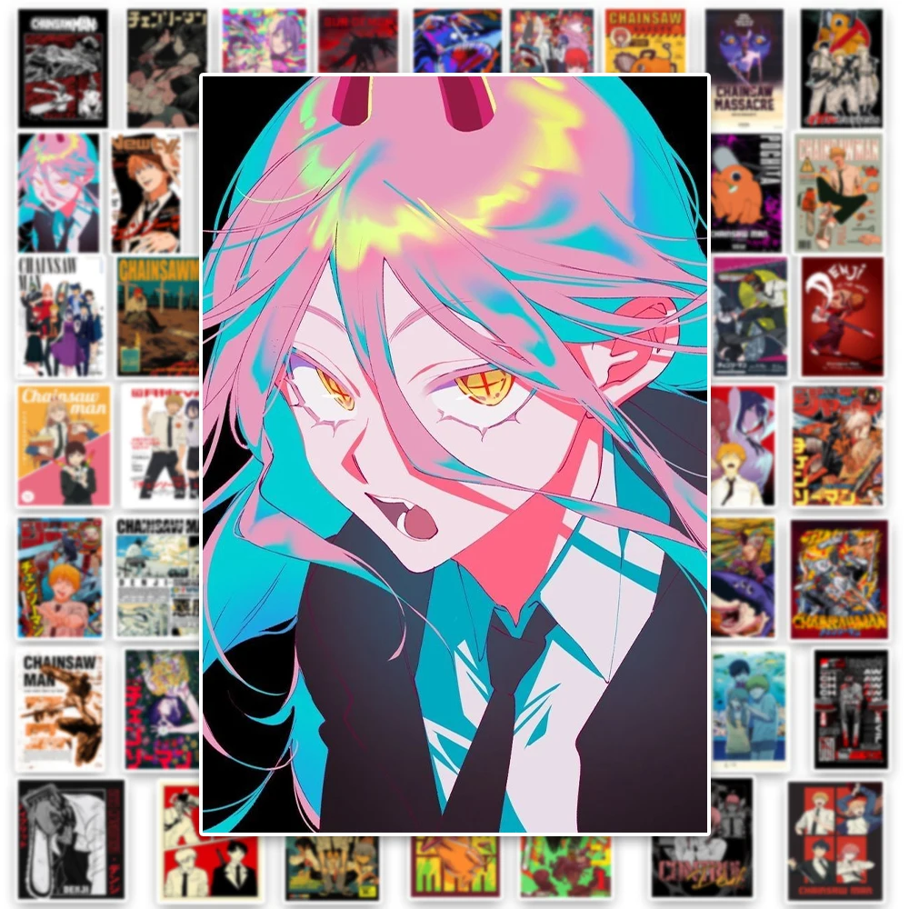 أنيمي 60 قطعة/المجموعة بالمنشار رجل ملصقات Denji Pochita Makima Reze الطاقة Diy بها بنفسك دفتر حقيبة ملصقات الزخرفية هدية عيد