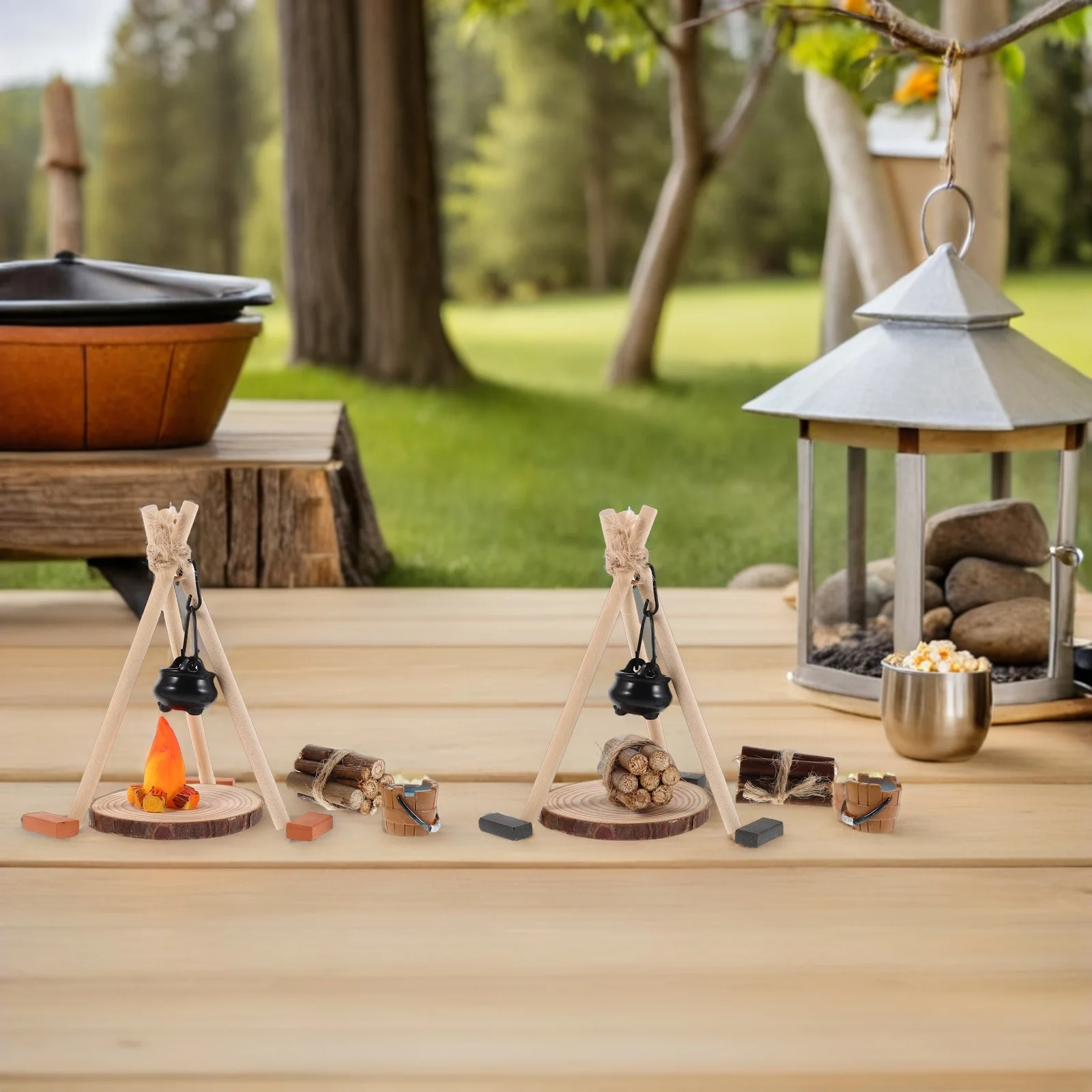 

26Pcs Miniature Campfire Stove Hanging Pot Accessories Realistic Firewood Ornament for Fairy Garden Dollhouse Christmas Micro