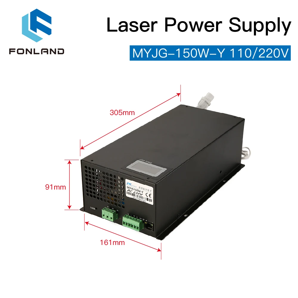 FONLAND 150W Laser Power Supply Source MYJG-150W 110/220V With Display Screen for Co2 Laser Tube Cutting Machine Source KIN