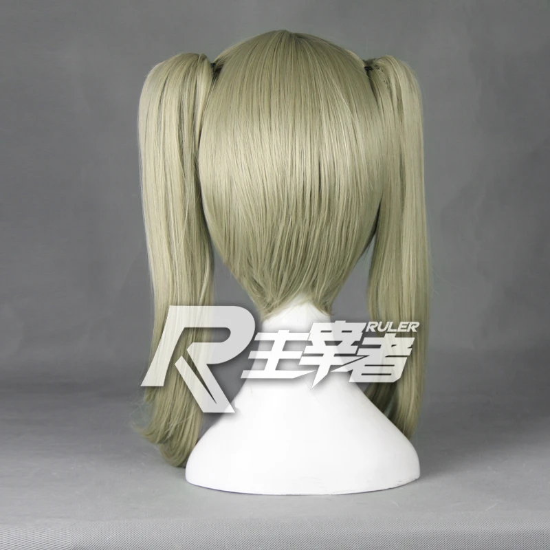 Anime Soul Eater Maka Albarn Cosplay Wigs Linen Double ponytail Heat Resistant Synthetic Hair Wig + Wig Cap