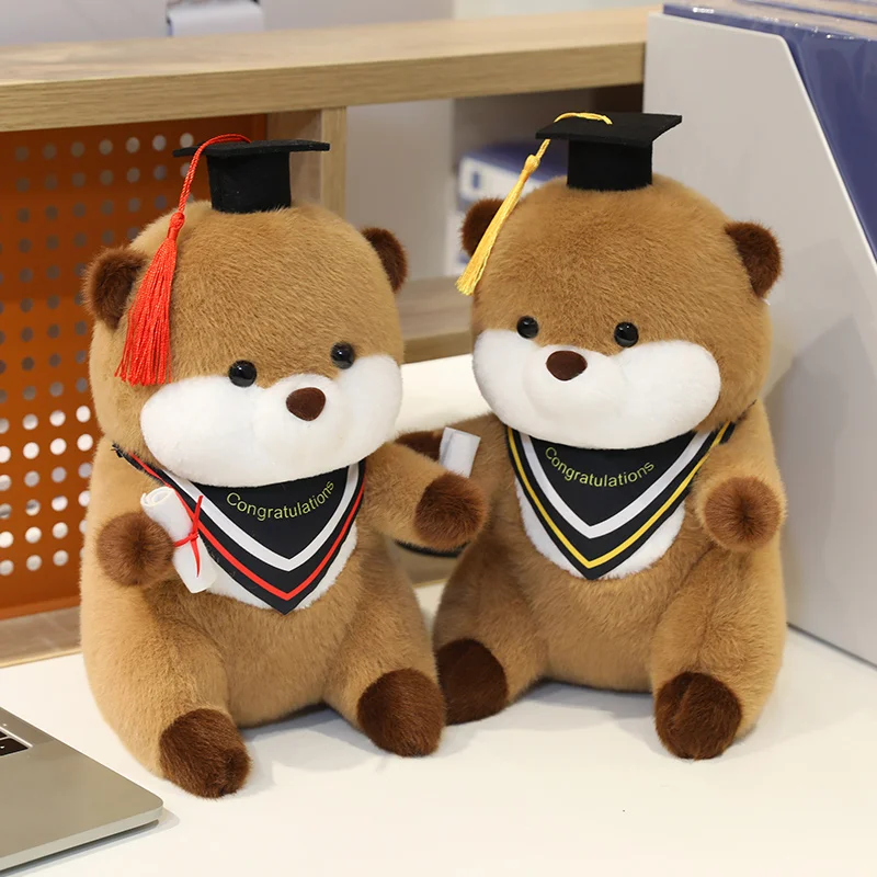 Cartoon 25cm Doctor Graduated Otter Animals Dolls Toys Dolls Graduation Birthday Gifts for Students Home Decor Throw Pillow