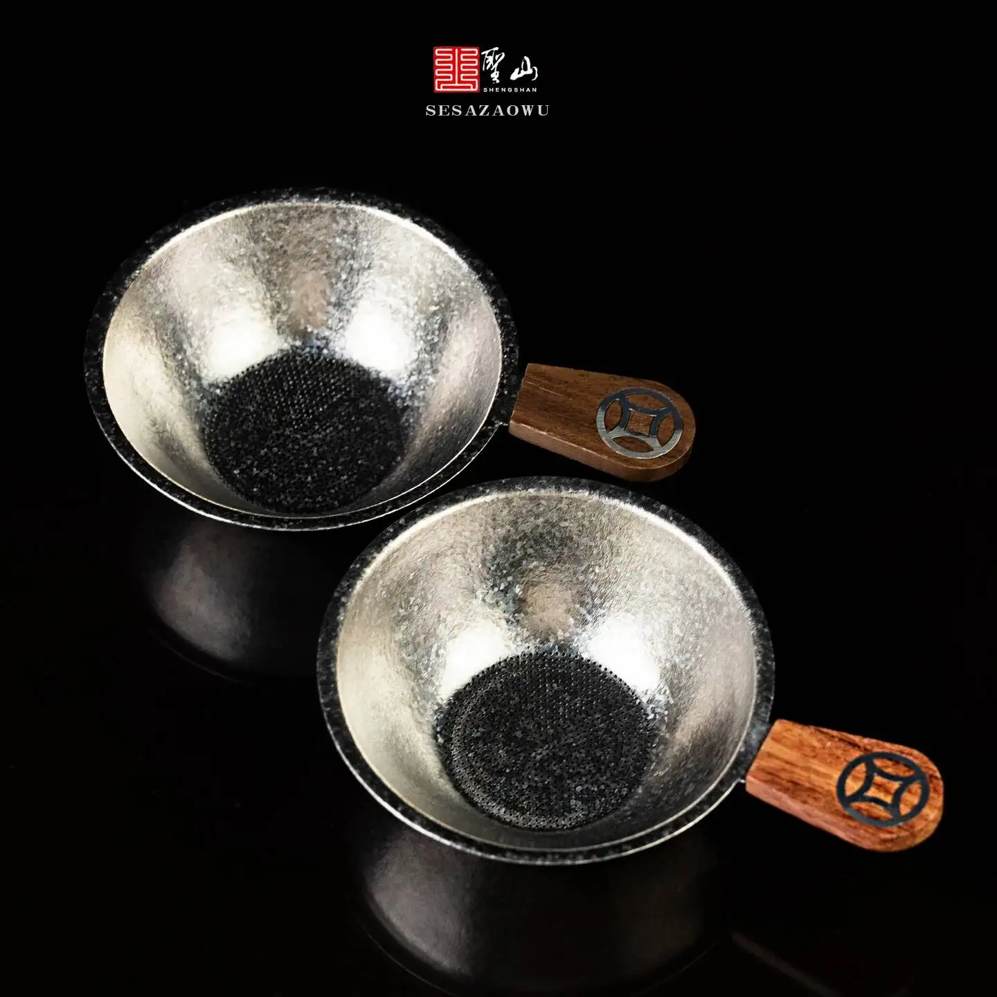 Pure Titanium Snowflake Strainer Set Wooden Handle Ceremony Accessories Shared Cup Tea Filter