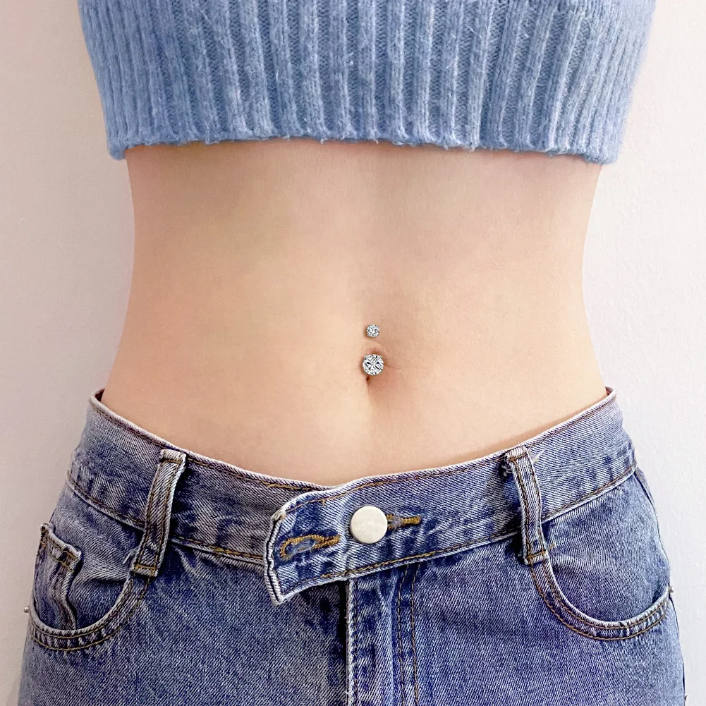 Fake Belly Piercing Cubic Zirconia Fake Belly Button Rings,Stick On Navel Ring Studs Non Piercing Fake Piercing Jewelry view 3