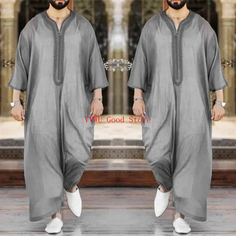 Hombres árabe islámico Kaftan Musulmán Arabia Saudita Dubai Jubba Thobe
