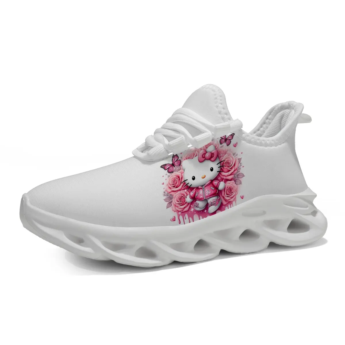 

Girls Sneakers Spring Autumn Hello Kitty Kids Sport Shoes Fashion Cross-tied Breathable Children Girls Outdoor Running Shoes