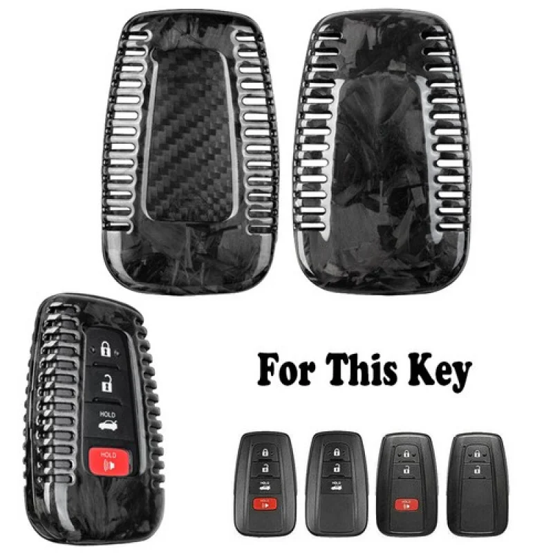 A + غطاء حافظة مفاتيح السيارة من ألياف الكربون لسيارة Toyota C-HR Camry Prius RAV4 GT86 Corolla #1