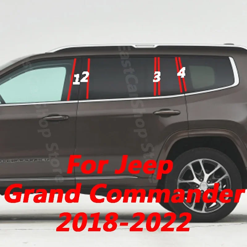 

For Jeep Grand Commander 2018-2022 Car B C Pillar Middle Central Column PC Window Decoration Strip PC Sticker Accessories