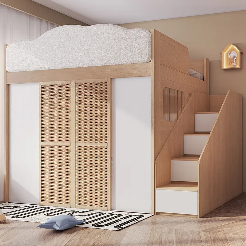 Beliche para apartamento pequeno, 1 metro de largura, sem interferência sonora, cama separada, cama de casal para adultos, cama alta e baixa para criança e mãe.
