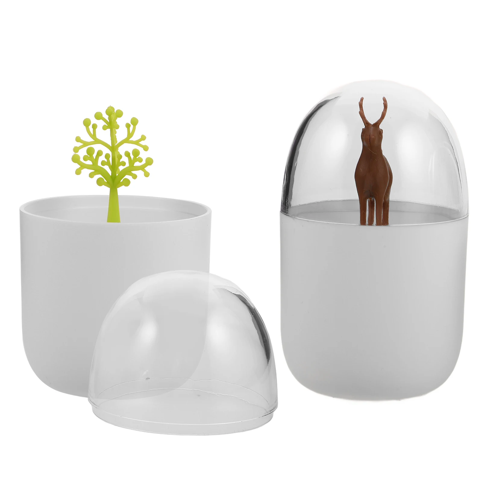 

2 Pcs Plant Toothpick Box Animal Cotton Swab Storage Holder Dustproof Kitchen Bar Home Office Travel Case Container
