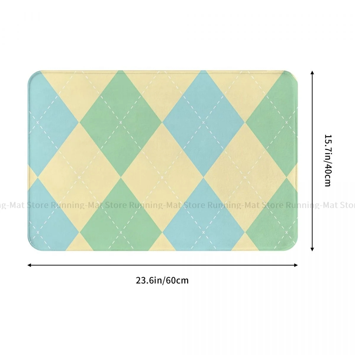 Lattice Non-slip Doormat Blue Yellow Green Bath Bedroom Mat Prayer Carpet Flannel Modern Decor