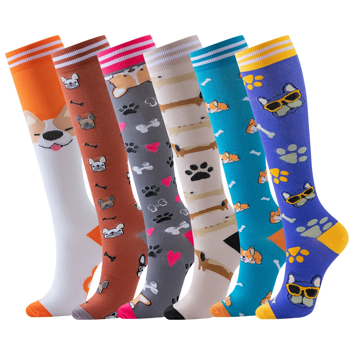 6 Pairs dog compression socks Men Women Compression Socks Sports Women Sport Socks