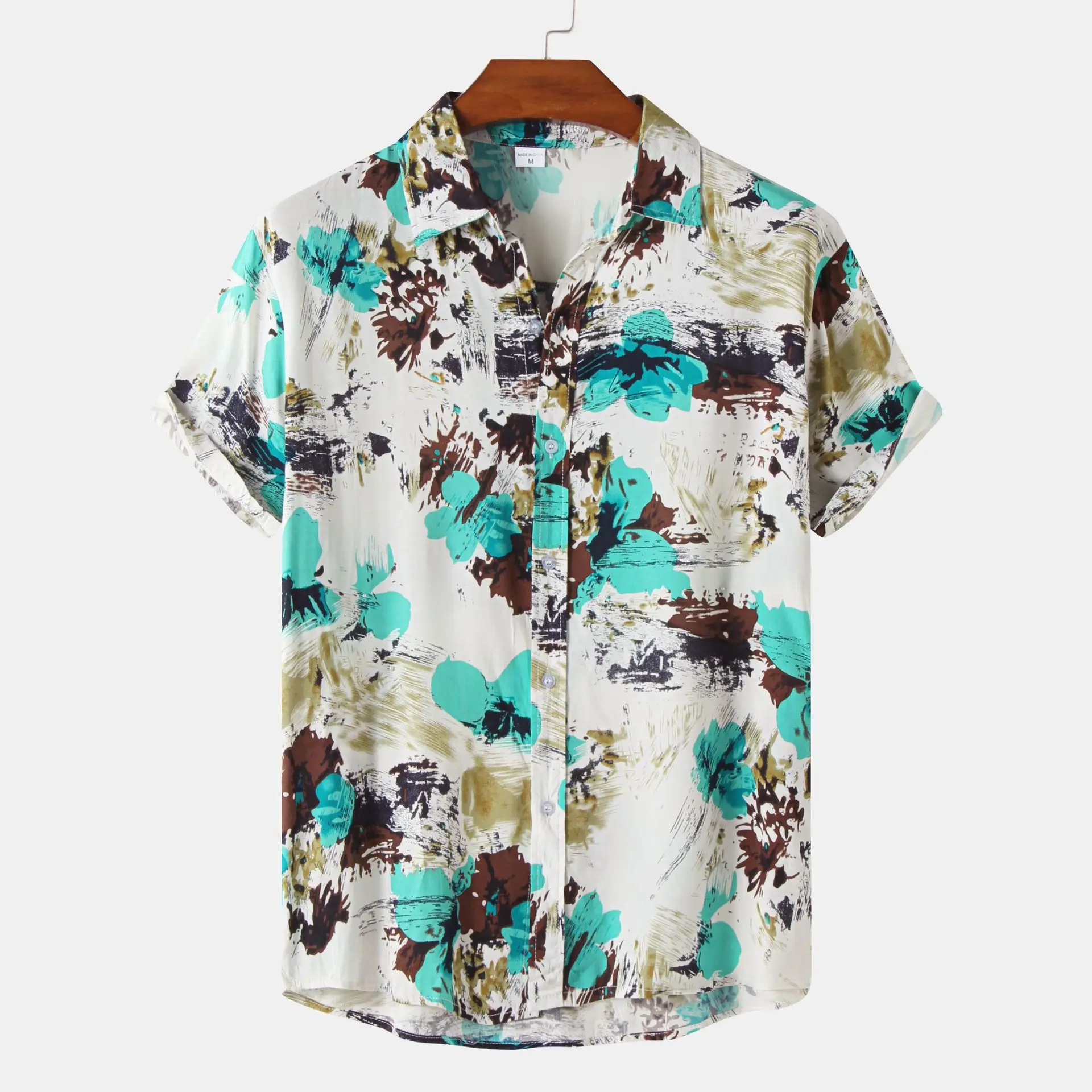 New Style Clean Lines Summer Hawaiian Style Casual Beach Vacation Print Men's Shirt Muscle Top Pleasing Loose Apparel Shirts