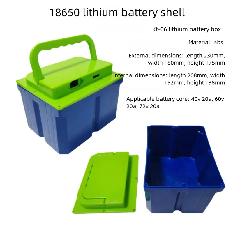 18650 Cell Electric Vehicle Lithium Battery Box ABS Plastic Protective Shell 48V20A 60V20A 72V20A Sturdy Durable