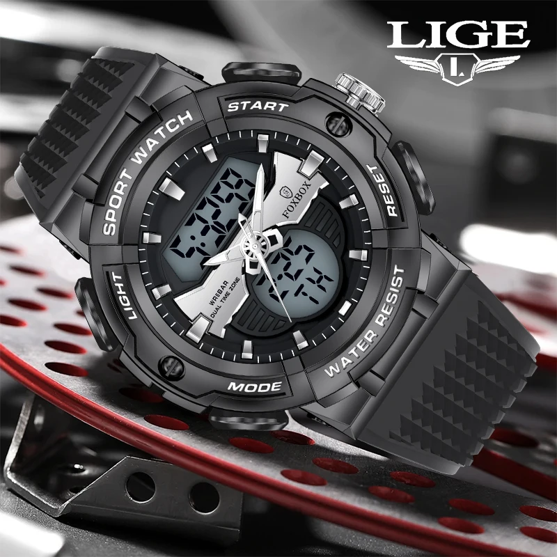 

LIGE Top Luxury Brand Military Men's Watches 5Bar Waterproof Sport Wristwatch LED Quartz Clock Male WristWatch Relogio Masculino