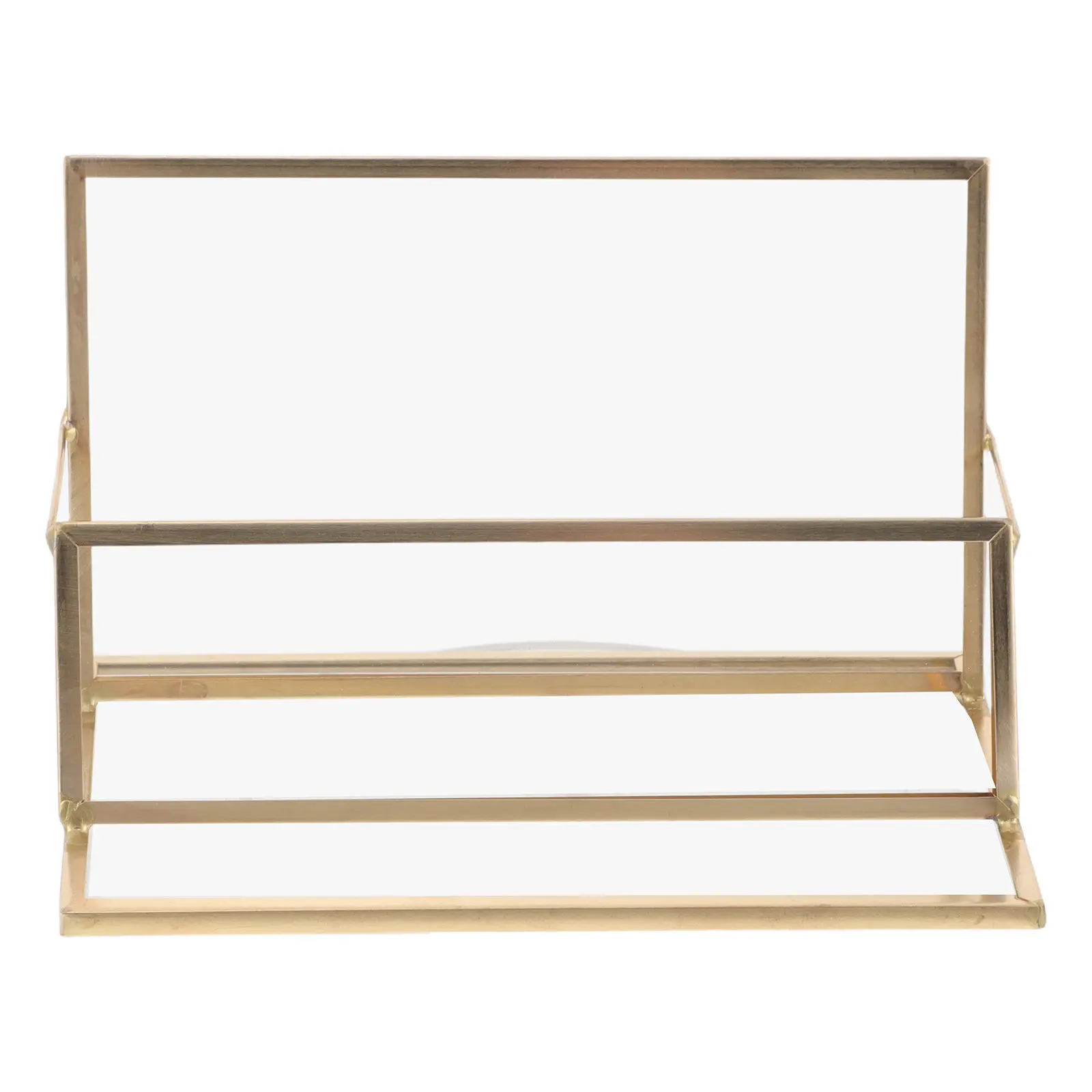 

Настольная подставка для визиток из золотистой латуни с прозрачным стеклянным дисплеем для офиса, встреч, приемов и выставок
