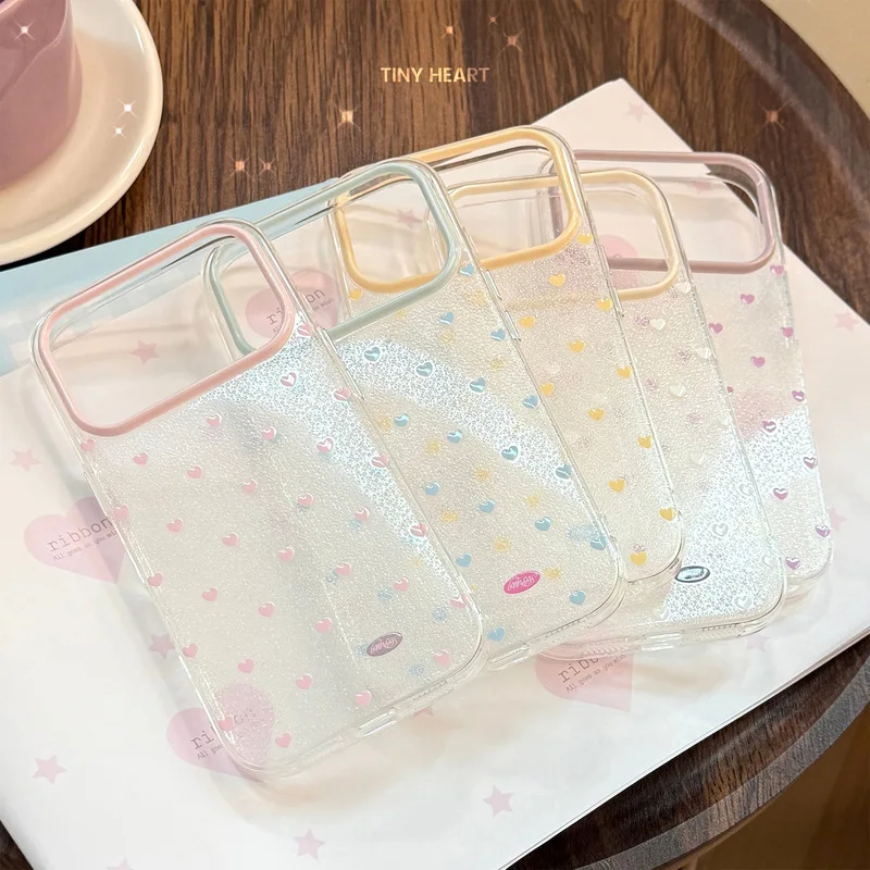 Lace Texture Heart Pattern Double Layer Soft TPU Shockproof Anti-drop Anti-fingerprint Phone Case for iPhone 17 Pro Max