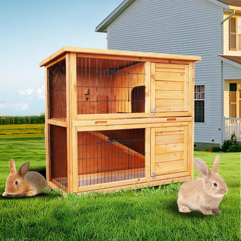 

Wooden rabbit cage Backyard rabbit cage Multi-layer pet cage Small animal house