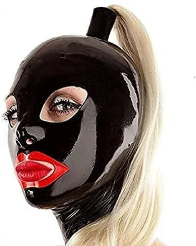 Máscaras de látex con peluca para hombres y mujeres, máscara de goma fetiche Sexy con pelo, capucha de látex con cremallera trasera, Cosplay, Disfraces de Halloween para adultos