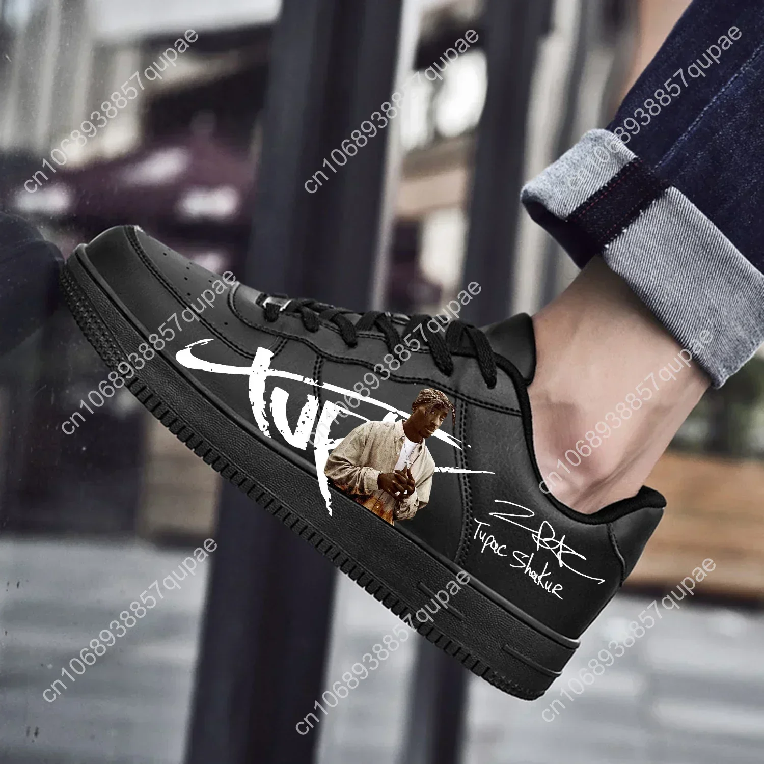 Rap 2Pac Tupac Shoes AF Basketball All Eyez on Me Mens Womens Running Sports Flats Force Sneakers Lace Up Mesh Custom Made Shoe