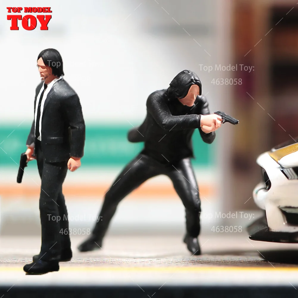 

Painted Miniatures 1/64 1/43 1/87 Killer Keanu Reeves Men in Suits Male Scene Figure Dolls Unpainted Model For Cars Vehicles Toy