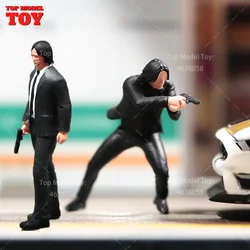 Painted Miniatures 1/64 1/43 1/87 Killer Keanu Reeves Men in Suits Male Scene Figure Dolls Unpainted Model For Cars Vehicles Toy