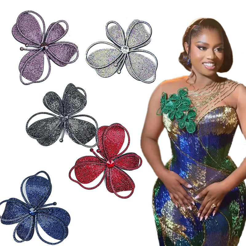 Large Rhinestone Flower Brooch Pin DIY Sparkling Fashion Accessory for Jewelry Clothing Shoe Bag Hat Decorations