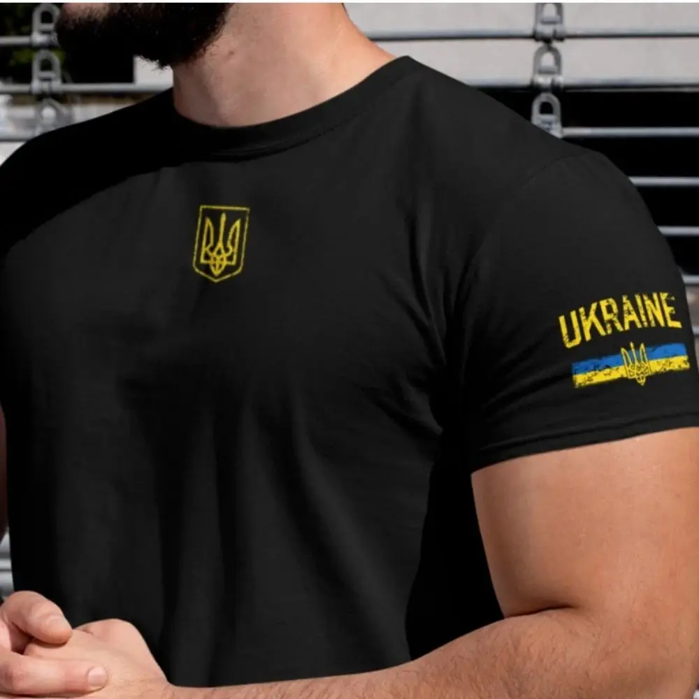 Ukrainisches T-Shirt, Ukraine T-Shirts, Zelensky T-Shirt, Herren-Sweatshirt, Kurzarm, Rundhalsausschnitt, normale Passform, Kleidung im Street-Style