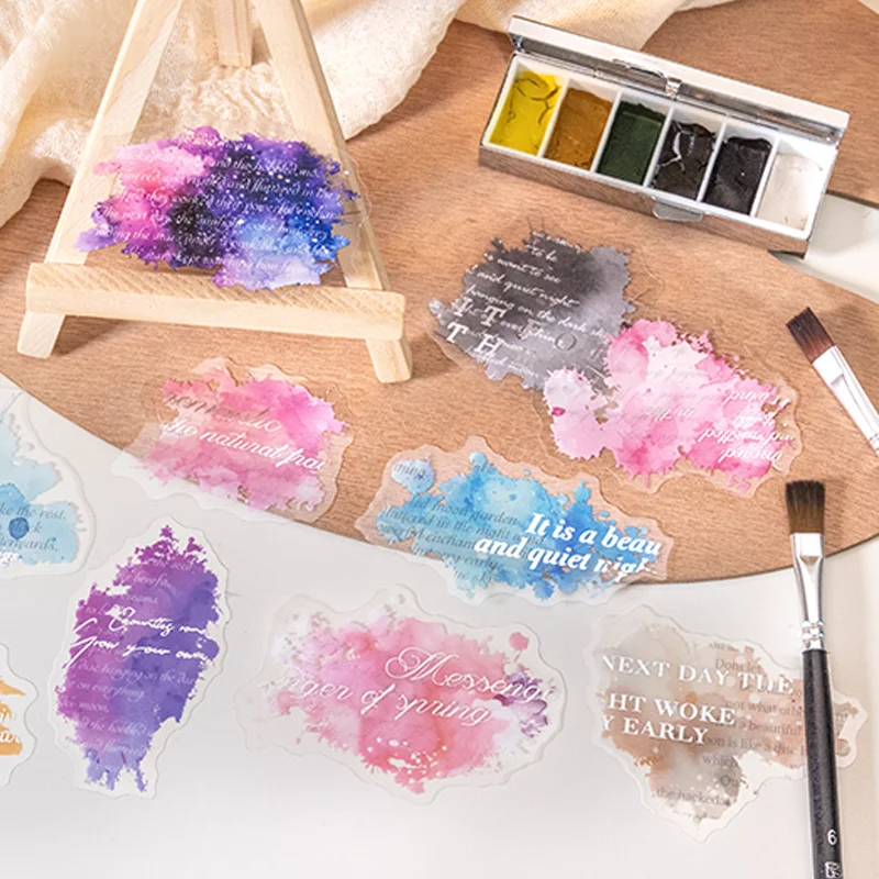 

Набор наклеек, 20 листов/пакет, акварельные чернила, всплеск, горячие серебряные наклейки для домашних животных, справочник, сделай сам и скрапбук, чехол для телефона, украшение для дневника