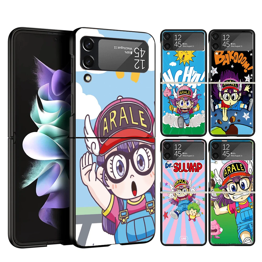 Dr Slump Arale Anime Cover Phone Case For Samsung Galaxy Z Flip 6 5 4 3 5G Flip6 Flip5 Flip4 Flip3 Black Hard Fundas Shell