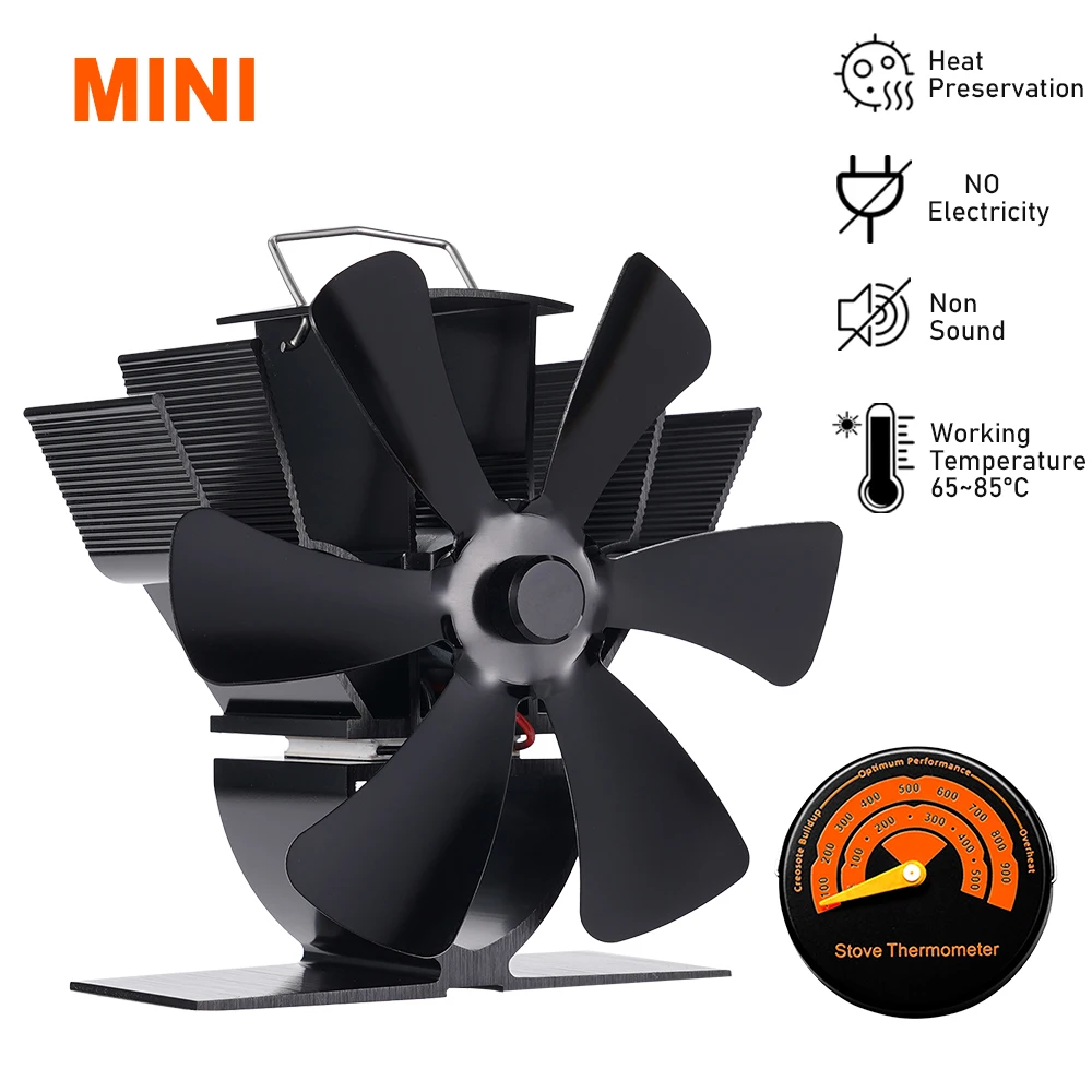 Mini Fireplace Fan With 6 Blades Heat-powered Stove Fan No Battery or Electricity Required Log Wood Burner Eco Quiet Fan Heater